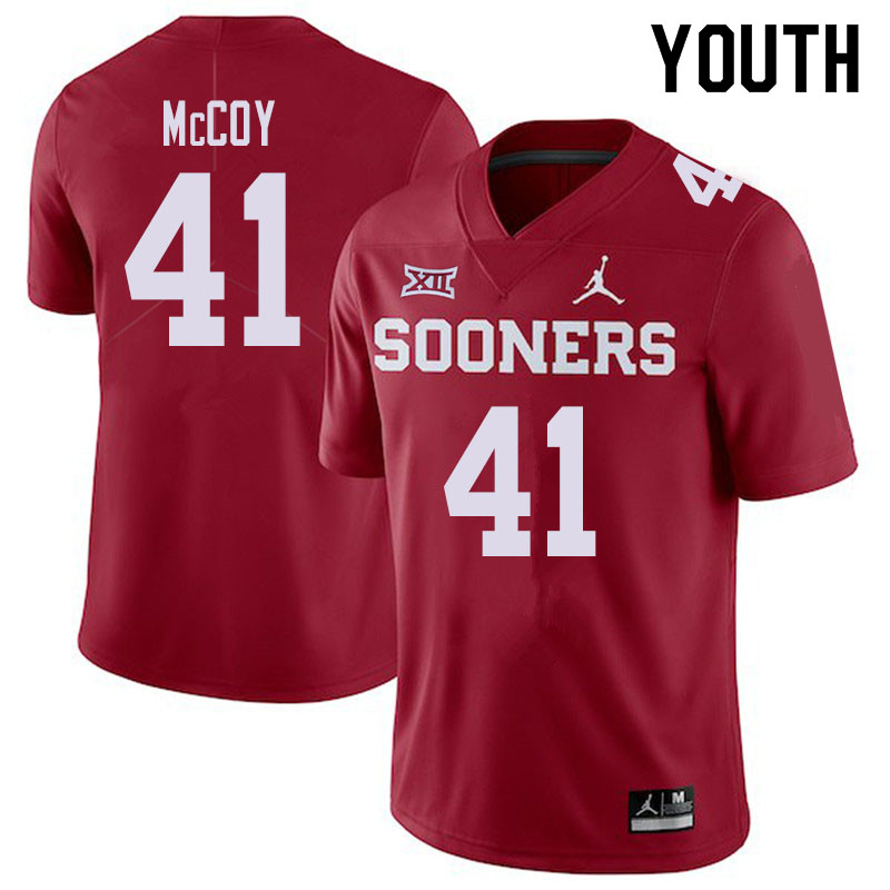 Jordan Brand Youth #41 Jake McCoy Oklahoma Sooners College Football Jerseys Sale-Crimson